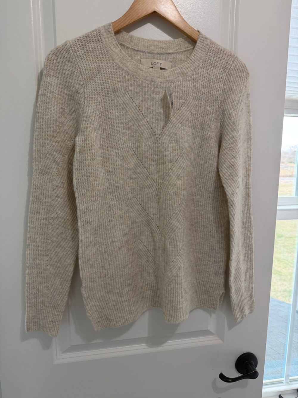 NWT! XS LOFT Pointelle Ribbed Neck Sweater